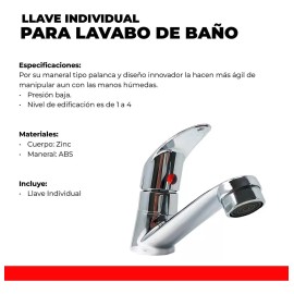 IML Llave Para Lavabo Baño Lavamanos Individual Cromada