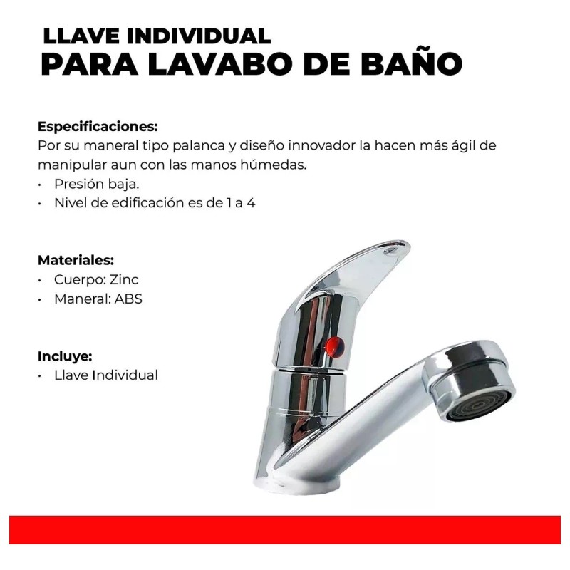 IML Llave Para Lavabo Baño Lavamanos Individual Cromada
