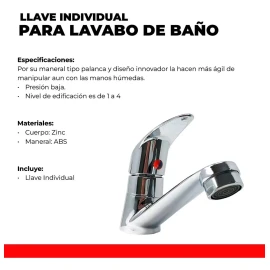 IML Llave Para Lavabo Baño Lavamanos Individual Cromada