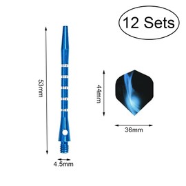 YONGRONGHE 12 Sets Aluminum Dart Shafts Dart Wings Metal Medium Dart Shafts Soft Tip Dart Accessories for Throwing Darts