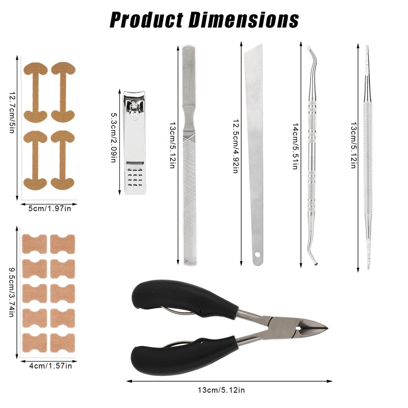 17pcs Ingrown Toenail Corrector Set, Professional Ingrown Toenail Pedicure Tools