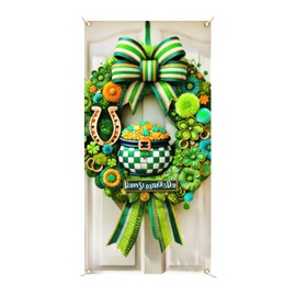 BlissYard St. Patrick's Day Door Set Decoration Lucky Green Banner St. Patrick's Day Theme Ireland Festive Party Supplies 35 x 70 Inch Photo Background Background Poster
