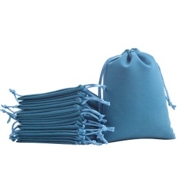 KONMAY 20pcs Small Velvet Drawstring Bags, Teal 10.0x12.0cm Velevet Jewellery Pouches for Gifts, Party Favors