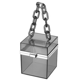 SUIKIHUM Acrylic Clear Evening Clutch Bag for Women, Shoulder Handbags Neon Hard Frame Party Purse for Wedding Prom Party (Black, Silver)