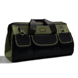 FASTECH 22-inch Wide Mouth Tool Bag with Water Proof Molded Base, Wide Mouth Tool Tote Bag, Waterproof Tool Organizer Bag for Men with Adjustable Shoulder Strap(No Bottom Shell)