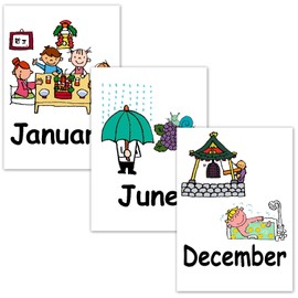 Flash Cards (Month Name) ■ A4 Size ■ English Card.com Flashcards, English word cards (Months) ■ A4 size ■