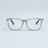 FUPRECIOUS Square Rhinestone Reading Glasses For Women Blue Light Blocking
