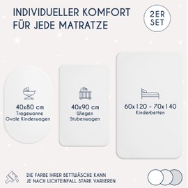 Dreamzie - Set of 2 Fitted Sheets 60 x 120-70 x 140 cm - Oeko-Tex Certified, 100% Cotton, Breathable Fitted Sheet Jersey Baby, 150 g/m² - White