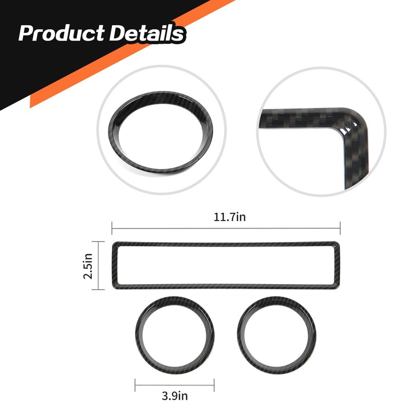 JeCar 3pcs for Mustang Carbon Fiber Interior Trim Kit for