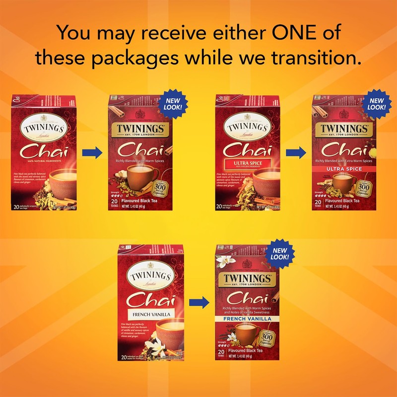 Twinings Chai Tea Variety 3-Pack – Chai, Ultra Spice Chai,