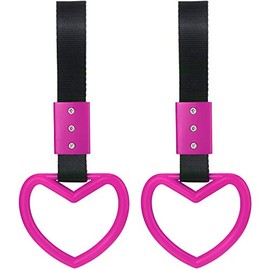 2 Pieces Rings Heart shaped Car Handle Straps Drift Charm Rear Bumper Warning Ring Decor Subway Bus Broken Heart Handle for Car Interior(Rose Red)