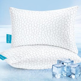 SUPA MODERN 【Mother's Day Gifts】SUPA MODERN Luxury Cooling Bed Pillows for Sleeping 2 Pack, Shredded Memory Foam Pillows Adjustable MAX COOL Pillow Set of 2 with Washable Removable Cover for Side Back Stomach Sleepers, Bedroom Decor - Bedding Size: King 