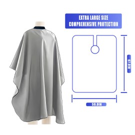 YULINGO Waterproof Hair Cutting Cape, Silicone Neckline Professional Salon Barber Cape For Men, Women And Kids, Extra Large (Grey)