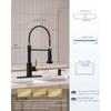 APPASO Black and Gold Kitchen Faucet with Soap Dispenser Brushed