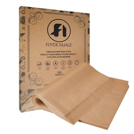 Pack of 200 Unbleached Parchment Paper Baking Sheets, 20 x 30 cm Baking Paper, Pre-Cut Non-Stick Parchment Sheets for Baking, Cooking, Grilling, Frying and Steaming