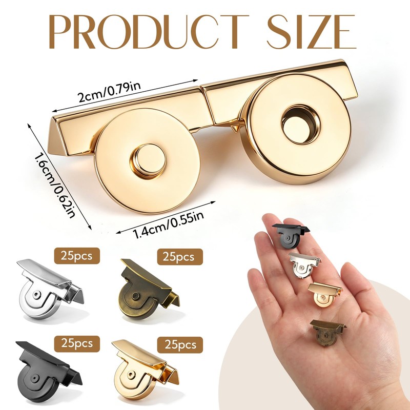 100 Pairs Magnetic Snaps for Purses and Totes 4 Colors