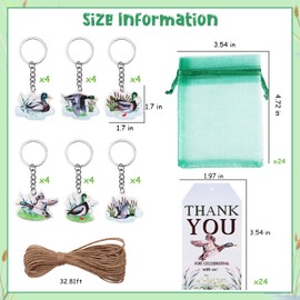 Serencatcher 72Pcs Mallard Duck Baby Shower Favors, One Lucky Duck Birthday Decorations, Green Duck Hunting Thank You for Celebrating with Us Tag Keychain Organza Bags for Boy Girl Gender Reveal Party