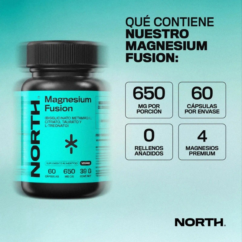 North Magnesio Fusion Glicinato Bisglicinato Metamag Citrato Taurato Treonato Alta