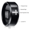 TUNGSTORY Promise Ring for Men Engraved Cross Pattern Black Tungsten