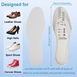 5 Pairs Unisex Breathable Cushioning Shoe Insoles Thin Shoe Pads Inserts Ultra Soft Walking Comfort Double Layer Latex Foam Perforated Insole Fit in Any Shoe for Men 7-11 Woman 1-8 (Black, White)