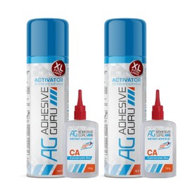 Adhesive Guru CA Glue with Activator Woodworking (2 x 4.5 oz - 2 x 16.9 fl oz) Ca Glue for Woodworking, Cyanoacrylate Glue and Activator (2 Pack)