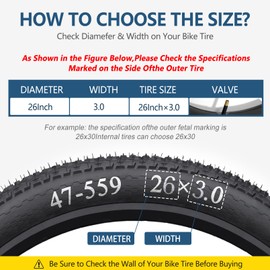 RainFlowwer 2 Pack Fat Tyre Bike Inner Tubes, 26 x 3.0 AV32mm Schrader Valve for Mountain Bike Electric-Bike MTB