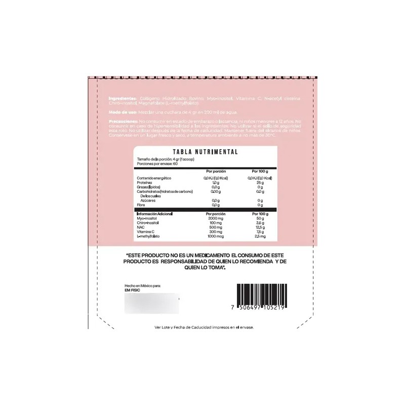 Em Fisic Suplemento Myo & D-chiro Inositol 240g Polvo +