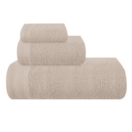 MALLONI HOME Ultra Soft 3 Pack Cotton Towel Set, Contains a Bath Towels 28x55 inch, a Hand Towels 16x24 inch & a Wash Coths 12x12 inch, Ideal Everyday use, Compact & Lightweight - Tan