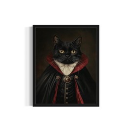 Dracula Portrait Art Poster Print, Cat Kitten Painting Humor Pet Artwork Decor Gallery A8 (Dracula Portrait, 8 x 10 inches, Unframed)