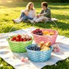 3 Pcs Large Woven Picnic Basket Bamboo Chip Woven Basket