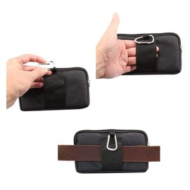 DFV mobile - Multipurpose Horizontal Belt Case 2 Compartments Zipper for Ulefone Armor X5 (2019) - Black (16,5 x 9 x 2 cm)