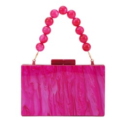 Fecialy Women Acrylic Clutch Purse Beads Evening Handbag Marble Clutch Formal Party Bridal Wedding Crossbody Bag