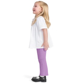 ZUEMET 2 Pack Toddler Girls Flare Pants Baby Cotton Leggings Size 4T Purple+Watermelon Red