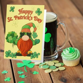 Fancy Land St.Patrick's Day Cards with Envelopes 24 Pack Glitter Shamrock Cards Blank Inside Party Supply Green Cards
