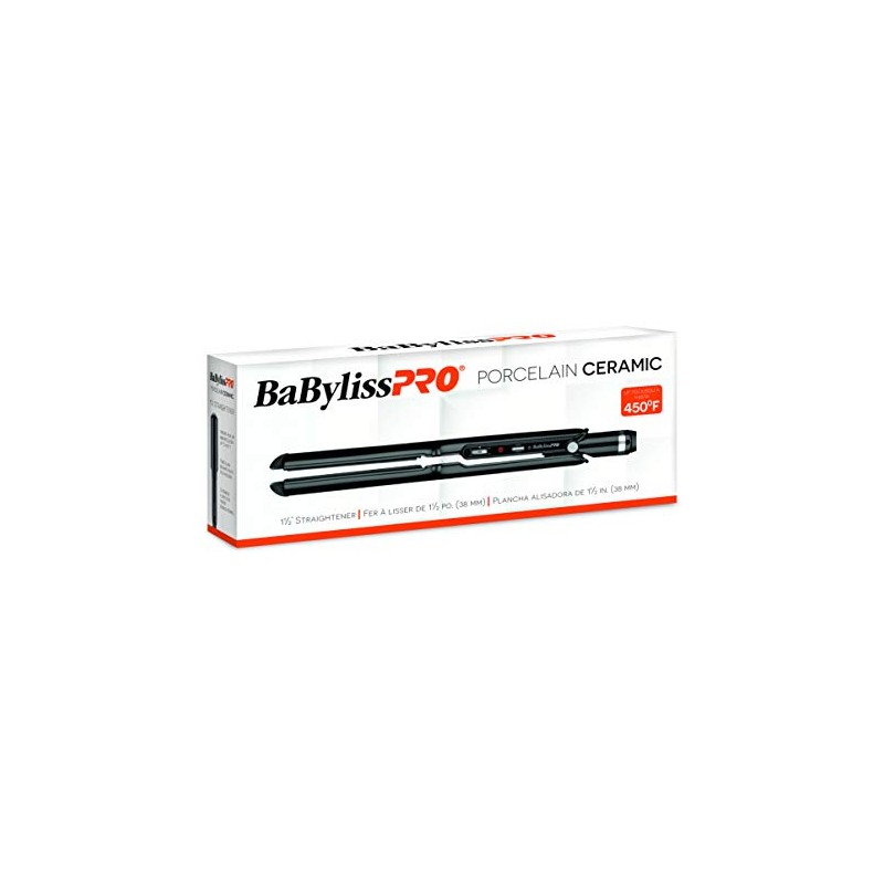 BaBylissPRO Porcelain Ceramic Flat Iron Hair Straightener, 1 1/2" Digital