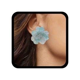 Cybche Vintage Large Pearl Flower Earrings White Flower Stud Earrings Pearl Flowers Earrings Bridal Flower Stud Earrings Pearl Petal Earrings Jewellery For Women, Zinc