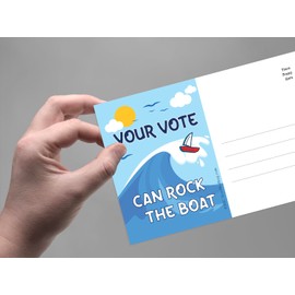 Your Vote Can Rock The Boat - Blank 4x6 Postcards for Voters (100 Pack), Blue