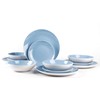 HomeVss, Stoneware Coupe Shape 12pc Dinnerware Set, Outside White +