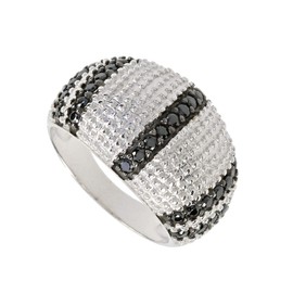 Women's Ring for Women 925 Sterling Silver Rhodium-Plated Zirconia Black, Genuine hallmarked 925 sterling silver, Cubic Zirconia