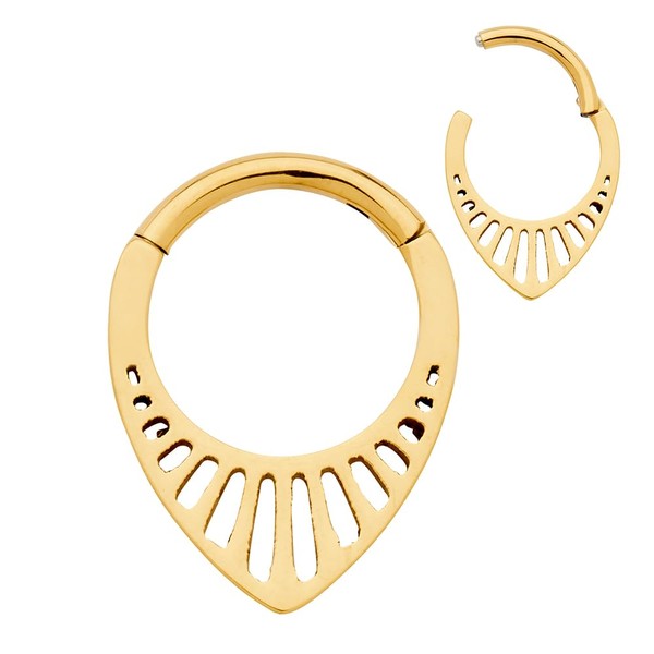 365 SLEEPERS 16G Titanium Unisex Tear Drop Hinged Segment Ring