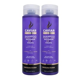 Shampoo matizador morado para cabello rubio | Neutraliza tonos amarillos | Extracto de caviar | Sin sulfatos y parabenos