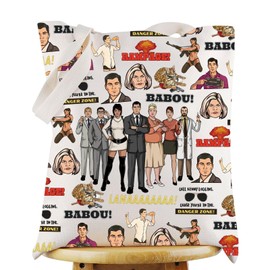 KEYCHIN Archer TV Show Tote Bag Spy Comedy Gifts Archer Quotes Danger Zone Reusable Grocery Bag Archer Merchandise, Babou Tb, M