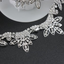 Jerler 1 Yard Tassel Rhinestone Trim, Silver Fringe Rhinestone Applique for DIY Decoration and Bridal Embellishments, Ideal for Wedding Party, 1" Width (Silver, 1 Yard)