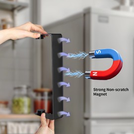 DELITON Magnetic Paper Towel Holder for Fridge - Black Paper Towel Roll Holder Under Cabinet Paper Towel Rack with Strong Magnet, Kitchen, Rv, Grill, Camping