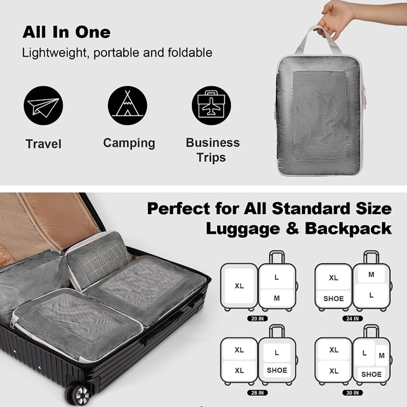 Compression Packing Cubes with Mesh,4 Pcs Travel Packing Cubes Set,Lumobrilla