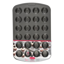 GoodCook 24-Cup Mini Nonstick Steel Muffin and Cupcake Pan, 24-Cup Bite-Size Muffin Pan with 1-7/8" Cups, Gray