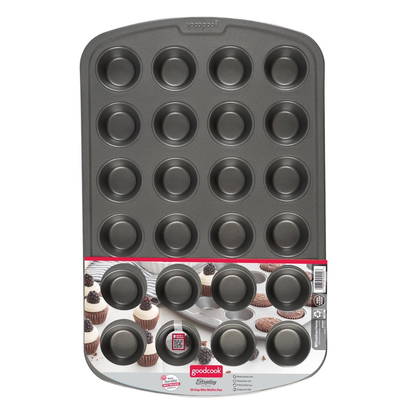 GoodCook 24-Cup Mini Nonstick Steel Muffin and Cupcake Pan, 24-Cup