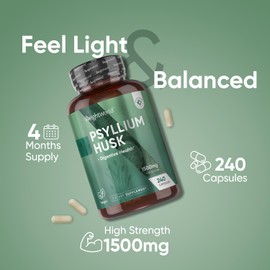 WeightWorld Psyllium Husk Capsules 1500mg Per Serving, 240 Capsules - 4 Months Supply - for Digestive Health - Daily Psyllium Husk Fiber Supplement - Vegan, Non-GMO, GMP-Approved, & Allergen-Free