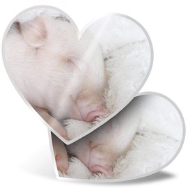 2 x Heart Stickers 15 cm - Adorable Sleepy Piglet Piggy Pig Fun Decals for Laptops,Tablets,Luggage,Scrap Booking,Fridges, 16978