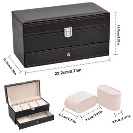 Watch Box 4 Watch Compartments Watch Box Watch Box Watches Storage Box Jewellery Box Black Jewellery Box for Men Women Watches Organiser Watch Box Watch Case Watch Box